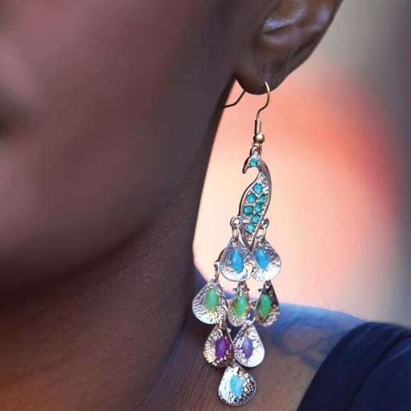 Earrings Bohemian style Peacock earrings - Picture 5 of 5